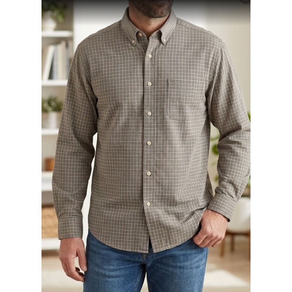 Eddie Bauer Plaid Button Down Long Sleeve Shirt Men's Size Large